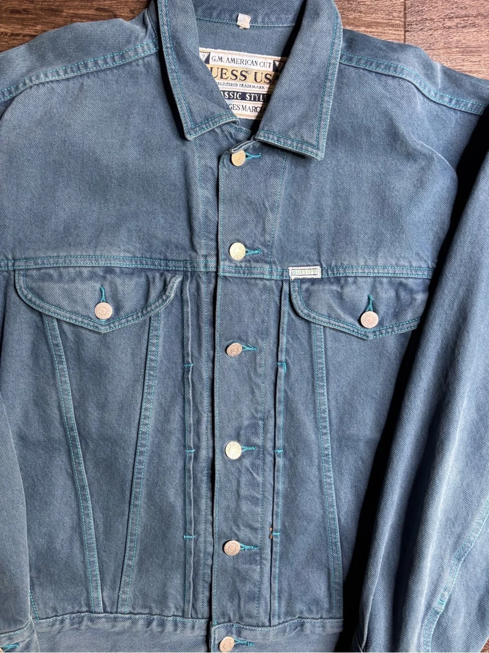 VINTAGE 80s GUESS USA by GEORGE MARCIANO CLASSIC DENIM JEAN JACKET MENS SZ L